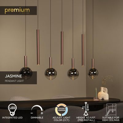 Lucide JASMINE - Pendant light - LED Dim. - CCT - 7x4W 2200K/3300K - Suitable for double-height spaces and high ceiling - Copper - Premium
